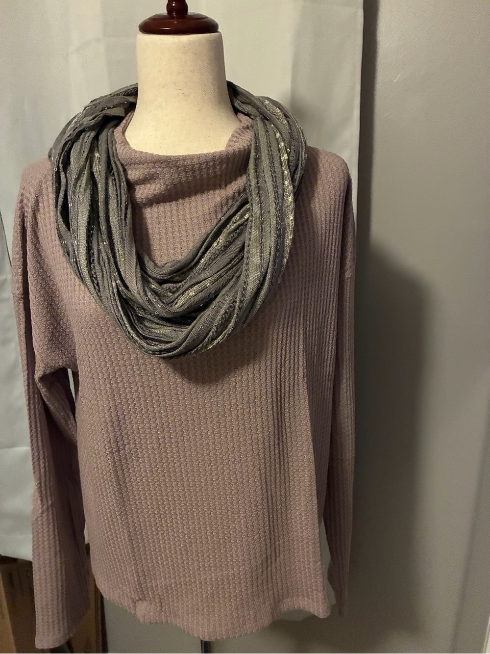 Anthropologie Mauve Ribbed Crewneck Sweater